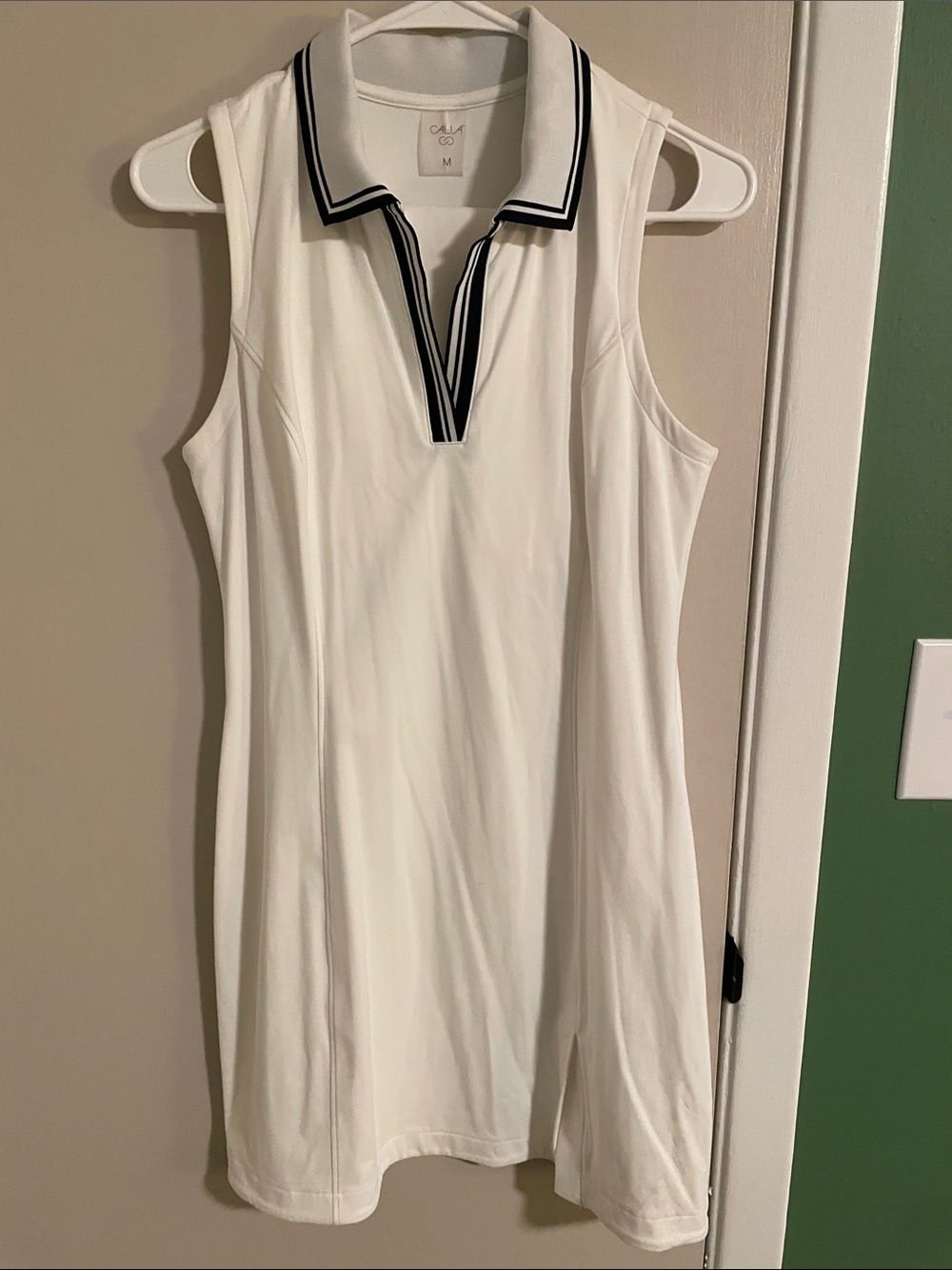 Calia White Sleeveless Pickleball/ Tennis/Golf Dress with Black Trim NWOT